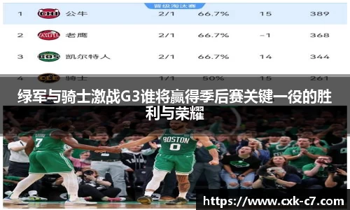 绿军与骑士激战G3谁将赢得季后赛关键一役的胜利与荣耀